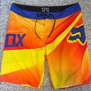 Fox Men's Vibrant Orange and Yellow Swim Shorts